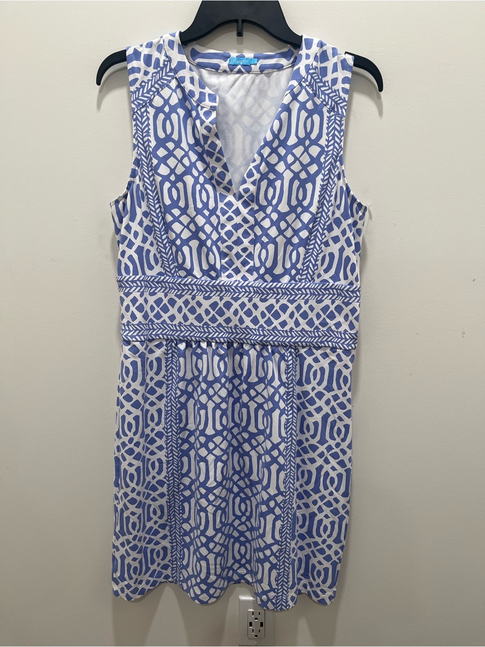 J. McLaughlin Sleeveless geometric Patterned Shift Dress purple/white large